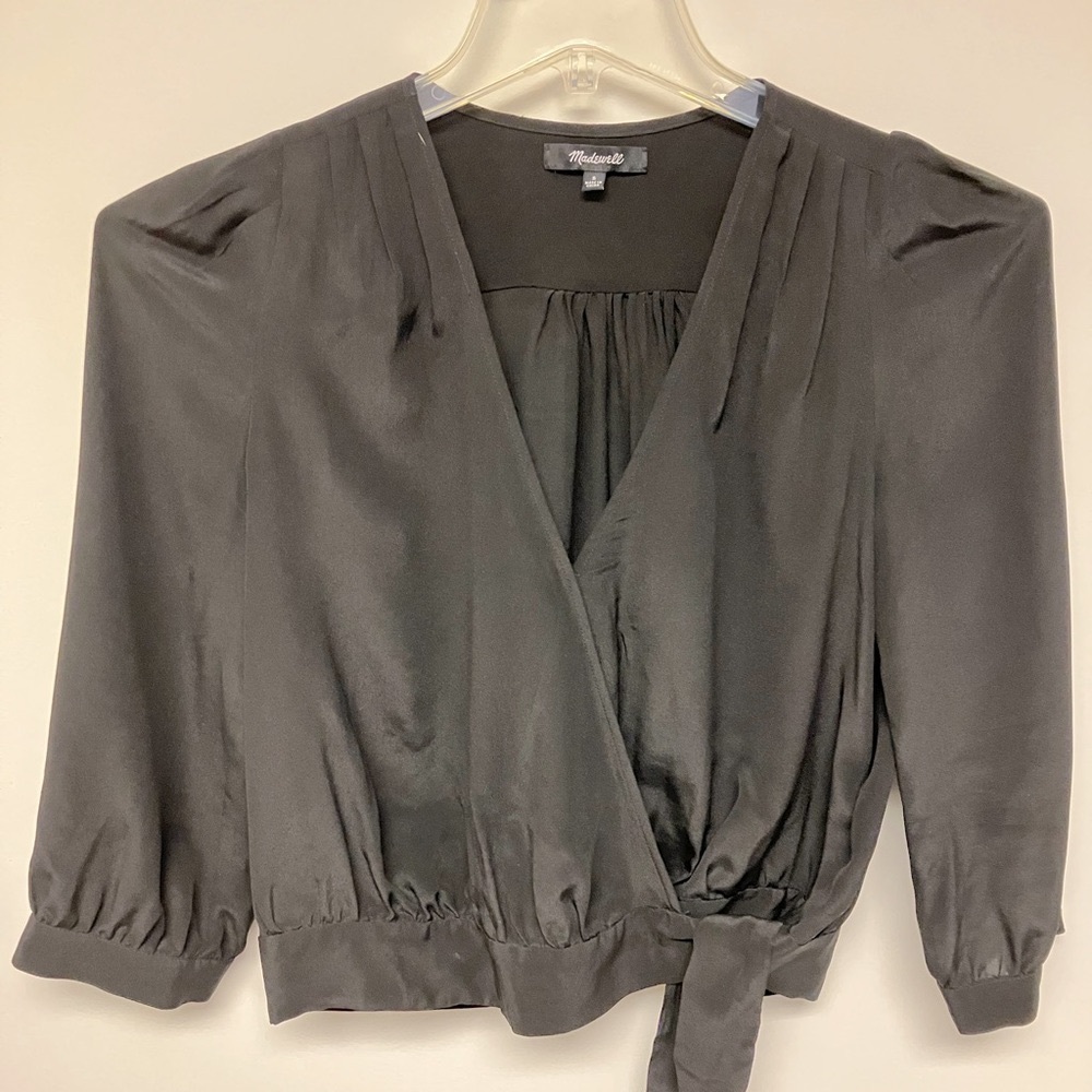 Madewell Gray Wrap Blouse